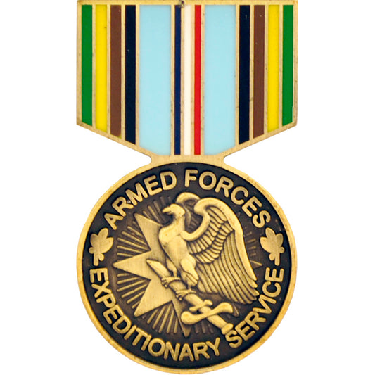 U.S. MILITARY, MEDAL ARMED FORCES EXPEDITIONARY SERVICE - Artwork, Expertly Designed PIN - 1.1875"