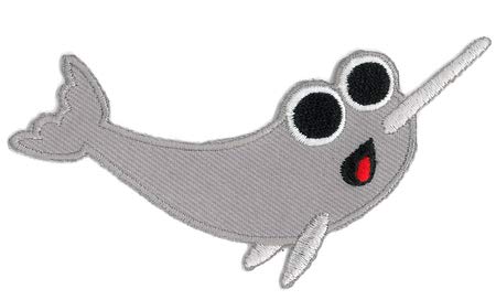 Heidi Barack Narwhal - Orginal Artwork Embroidered Iron On Patch - 3.75" x 2"