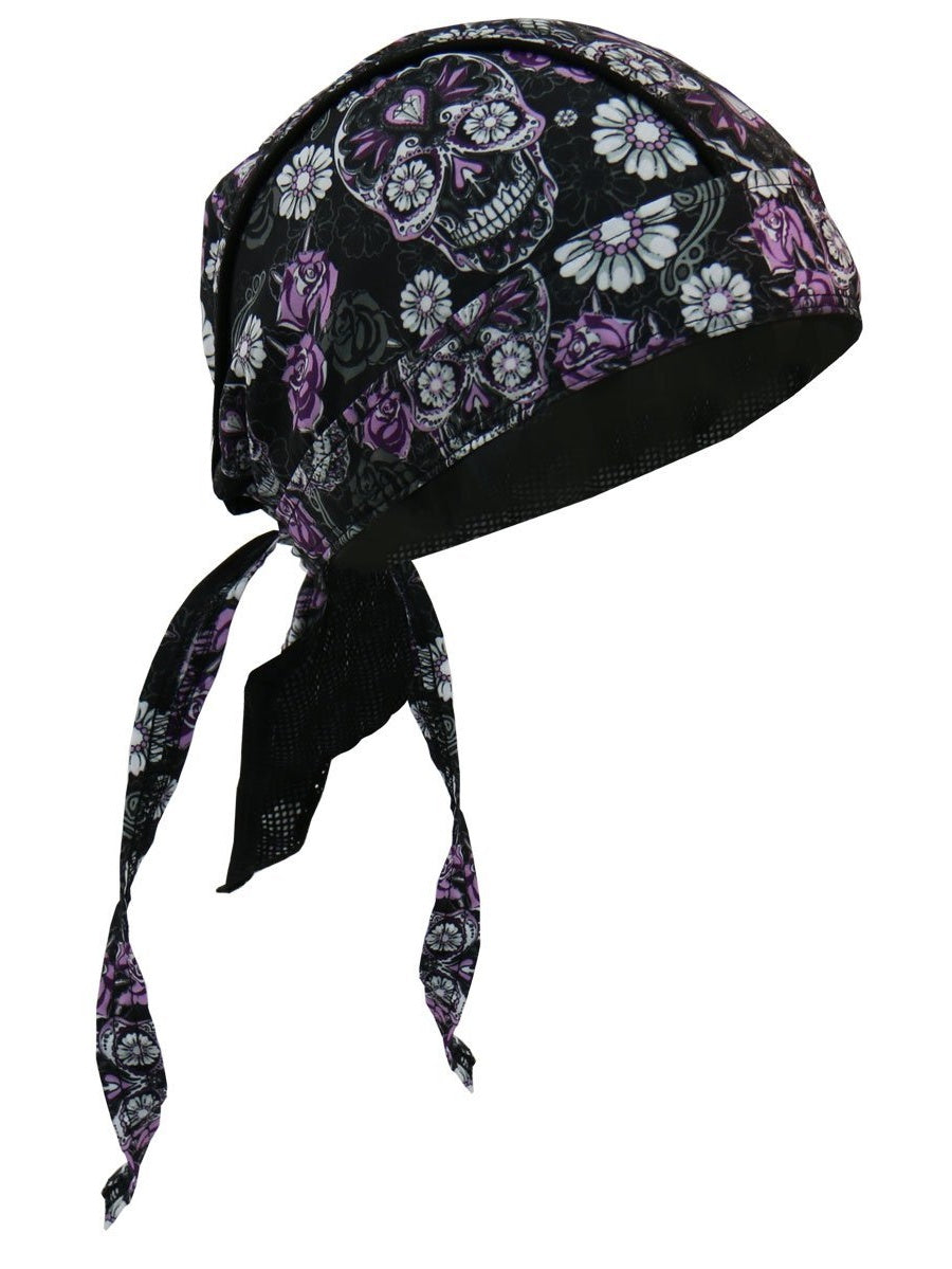 Authentic Bikers Premium Headwraps, SUGAR SKULL - High Quality Micro-Fiber & Mesh Lining HEADWRAP