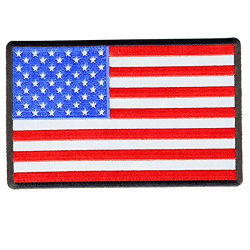AMERICAN FLAG, High Thread Iron-On / Saw-On Rayon REFLECTIVE PATCH - 6" x 4", Exceptional Quality