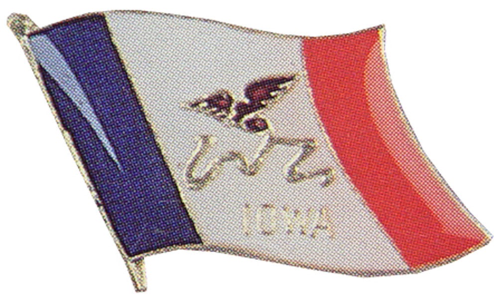 American Flag Pin, US STATES IOWA Flag - Novelty Patriotic Enamel Lapel PIN - 1"