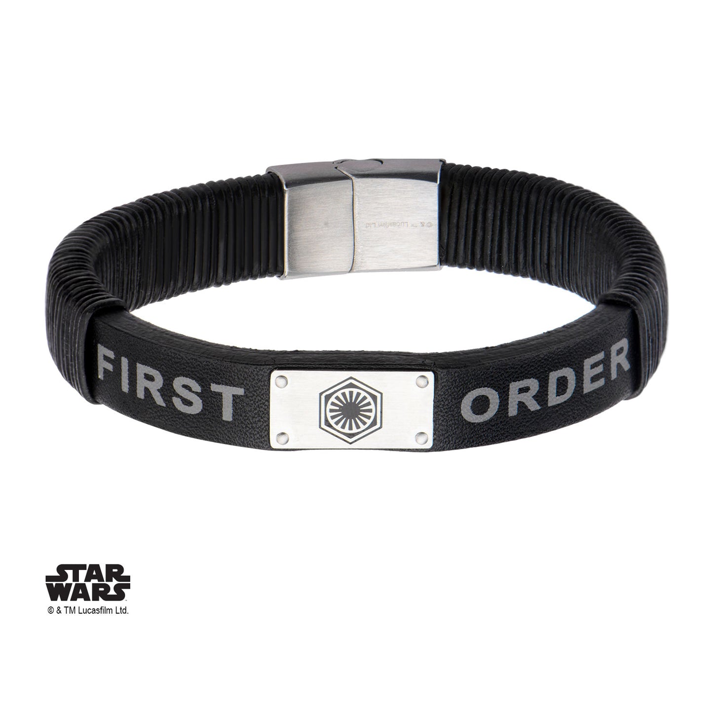 STAR WARS EPISODE 7 FIRST ORDER LOGO BRACELETS - Officially Licensed Star Wars Episode 7 First Order Logo Leather Bracelet for Men - 8.5"