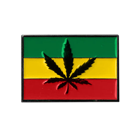 RASTA LEAF FLAG PIN - Matt Stewart Art's Extra Thick Raised Epoxy Resin Shiny Backpack Enamel Lapel Pin - 1.25" x 0.85"
