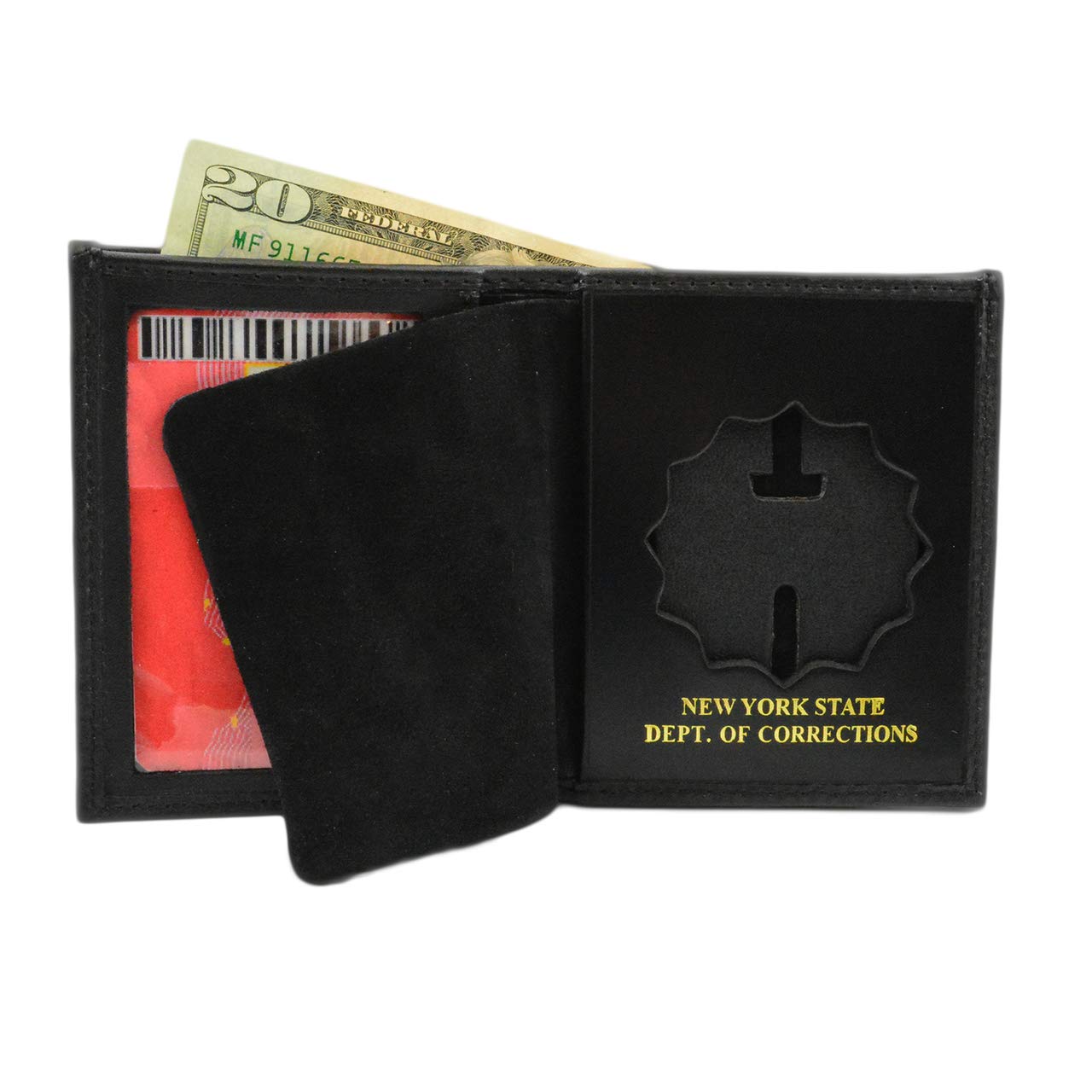 New York State Department of Corrections Extra Capacity Wallet - Genuine Leather Bifold Badge Wallet