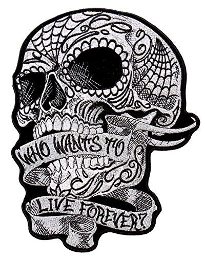 SWEET DEMISE SKULL, Premium Quality Iron-On / Saw-On, Heat Sealed Backing Rayon PATCH - 7" x 9"