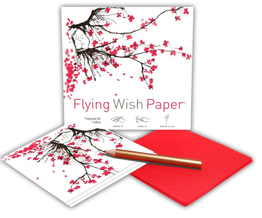 FLYING WISH PAPER® - Write it., Light it, & Watch it Fly - CHERRY BLOSSOMS - 5" x 5" - Mini Kits