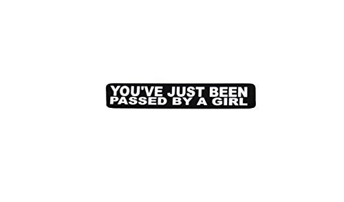 You've Just Been Passed By A Girl Helmet Stickers - Artwork Decals, 4" x 1"