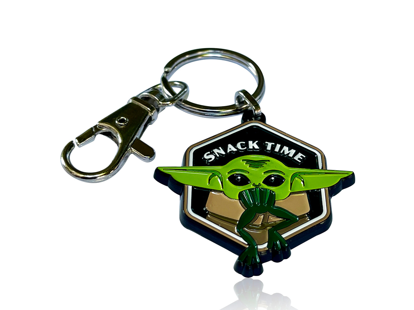 Baby Yoda GROGU SNACK TIME, Official Star Wars Mandalorian The Child, Licensed Disney+ Grogu Eats Frog KEYCHAIN