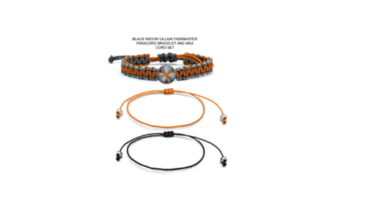 BLACK WIDOW TASKMASTR BRACELETS - Avengers Officially Licensed Marvel's Movie Black Widow Logo CORD BRACELET SET