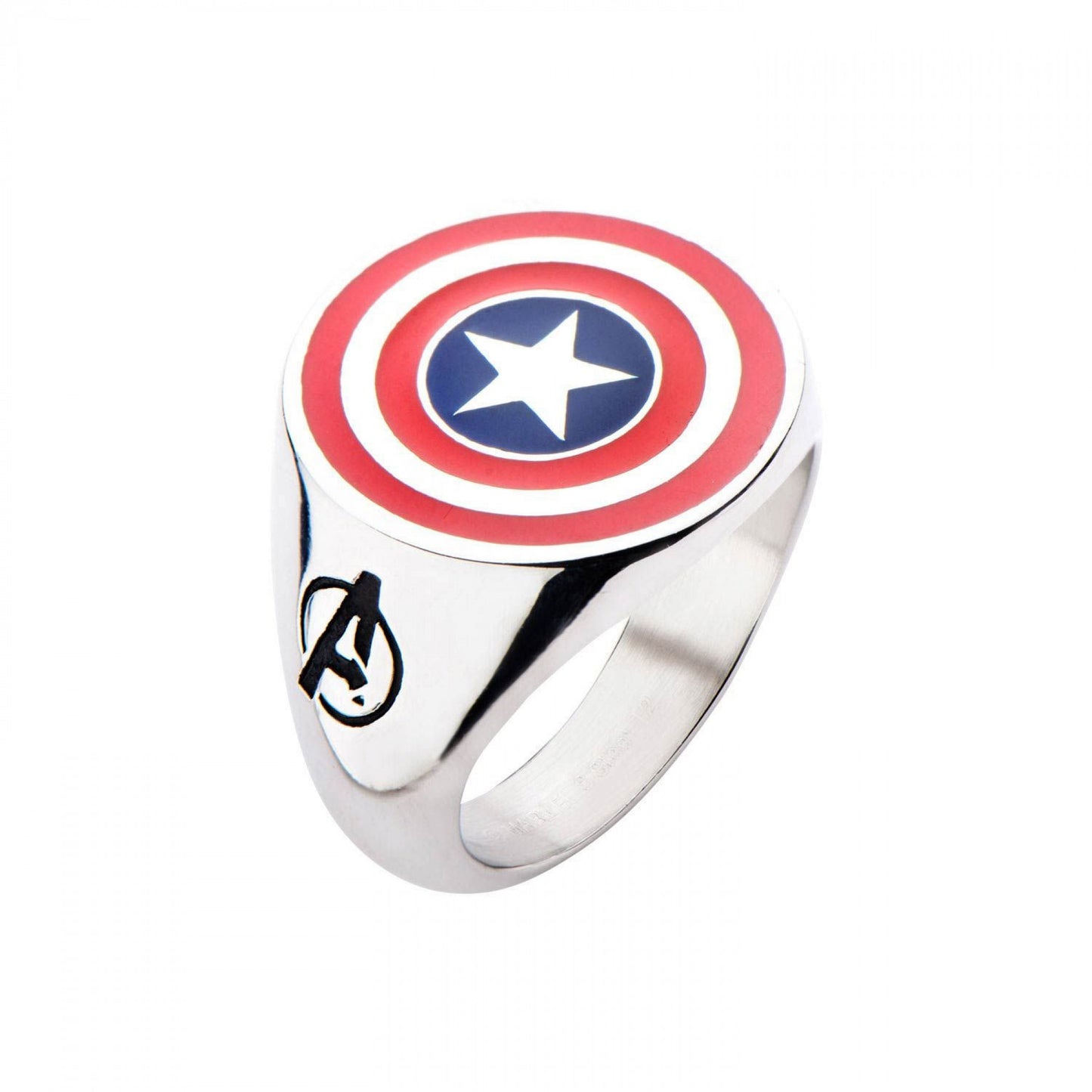 Captain America Logo - Stainless Steel Officially Licensed Premium Quality Mens Ring, Size - 12
