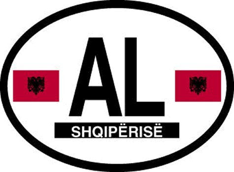 ALBANIA FLAG, Waterproof UV Coated, Famous Reflective OVAL Sticker DECAL , 3.5" x 4.75"
