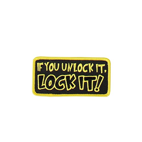 LOCK IT, High Quality Iron-On / Saw-On, Heat Sealed Backing Rayon PATCH - 4" x 2"