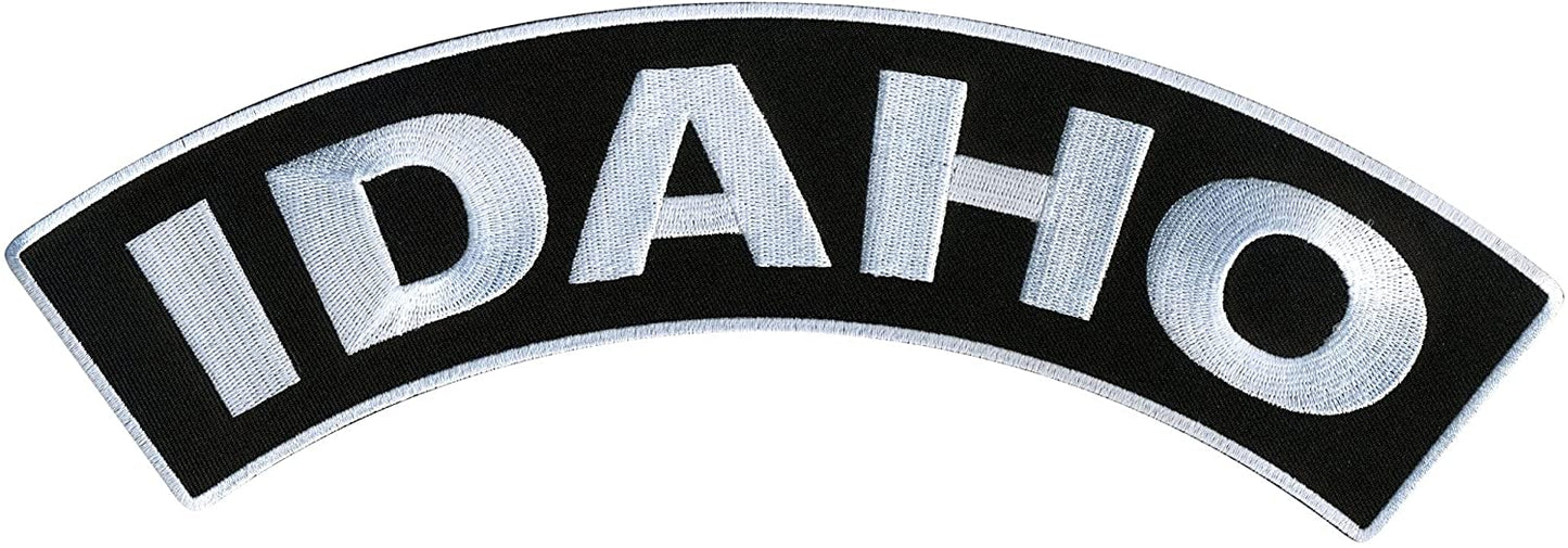 IDAHO TOP ROCKER, PATCH - US States Idaho High Thread Iron-On Heat Sealed Backing Sew-On Large Patch - 12” x 3”