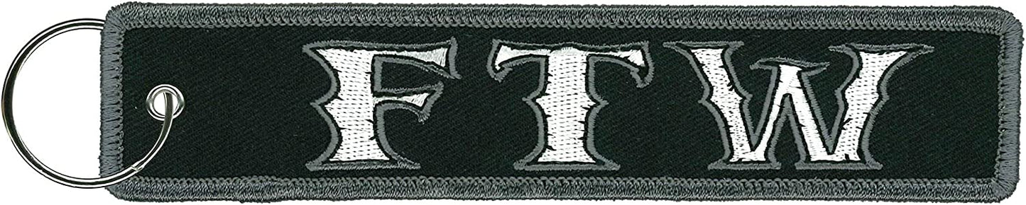 FTW For The Win, FOB KEYCHAIN - Double Sided High-Quality Full Thread Embroidered Rayon Biker FOB Keychain - 1.25" x 6.2"
