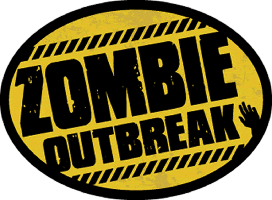 ZOMBIE OUTBREAK Sticker - Orignal Artwork Vinyl - Reflective Oval Decal Sticker - 3.5" x 4.75"