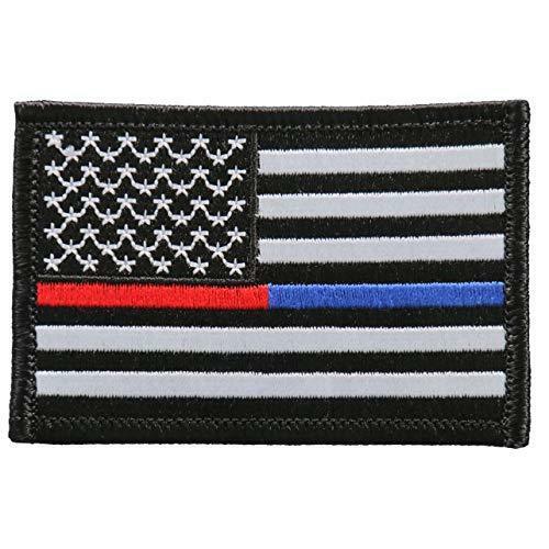 THIN RED BLUE LINE - Officially Licensed Original Artwork, Iron On PATCH, 3" x 2"