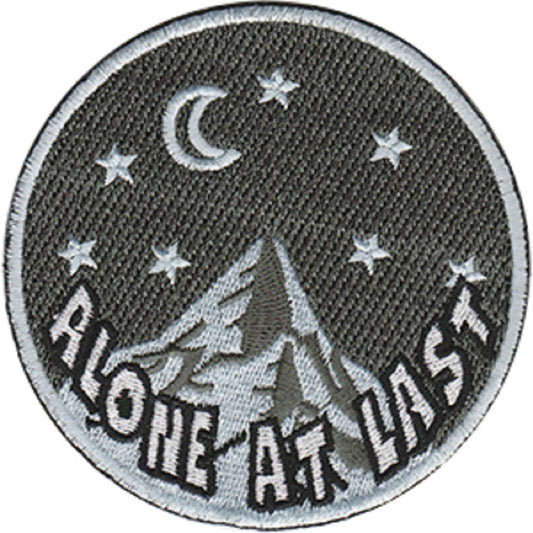 CAMPING ALONE AT LAST PATCH - Alone At Last Embroidered Premium Artwork Iron-On / Sew-On PATCH - 3.2" x 3.2"