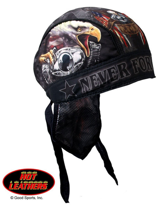 Authentic Bikers Premium Headwraps, BORN FREE EAGLE POW, "Never Forget" - High Quality Micro-Fiber HEADWRAP