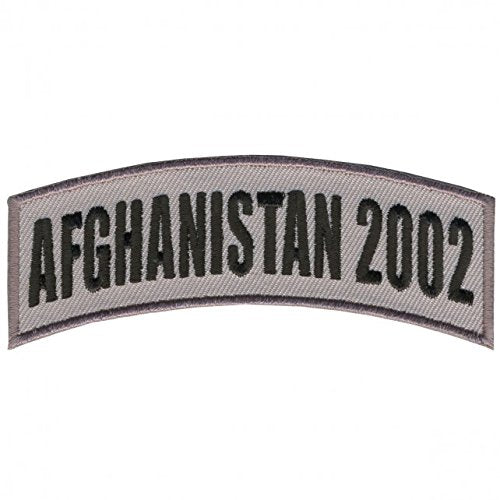 Banners, AFGHANISTAN 2002, High Thread Iron-On / Saw-On Rayon BANNER PATCH - 4" x 1", Exceptional Quality