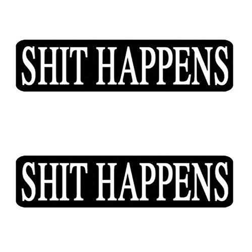 2 x SH@T HAPPENS - Bikers Motorcycle Helmet, Sticker DECAL (Pair) - 4"