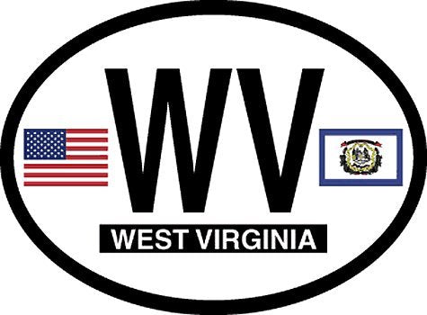 WEST VIRGINIA FLAG, Waterproof UV Coated, Famous Reflective OVAL Sticker DECAL , 3.5" x 4.75"