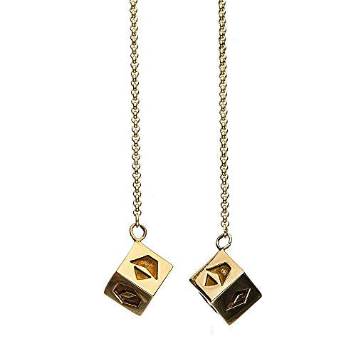 Star Wars Lucky Dice Pendant Necklace, Officially Licensed Artwork - 3D Gold Plated Stainless Steel Artwork