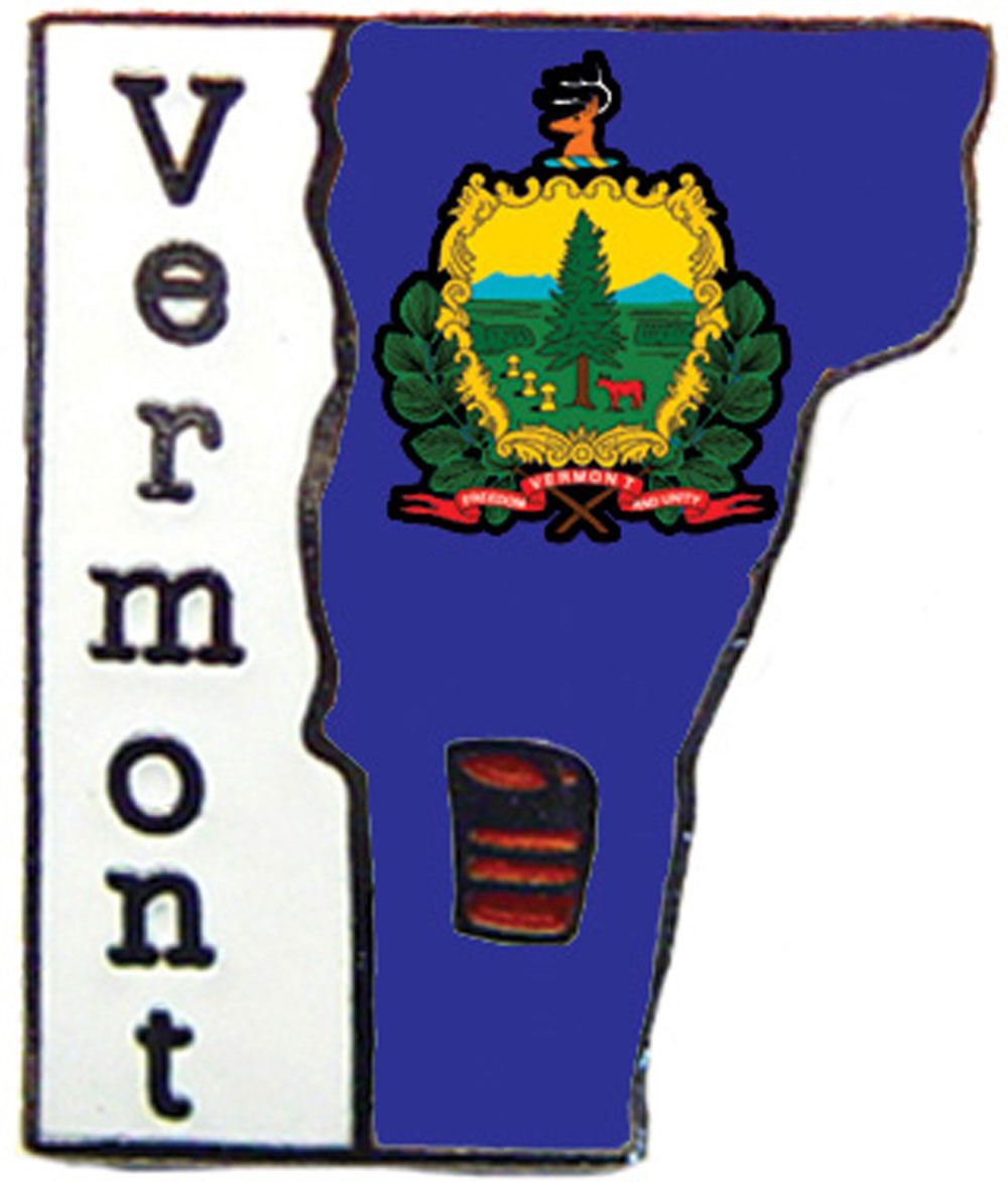 USA STATES, VERMONT Map - Original Artwork, Expertly Designed PIN - 1"
