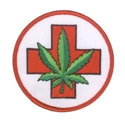 NSI - Bright Green Cannabis Leaf Pot Cross Patch 3" Embroidered Patch