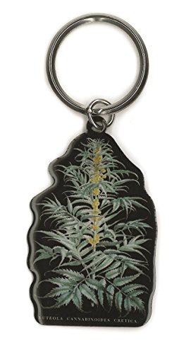 CABINET OF CURIOSITIES CANNABIS PLANT, Dazzling Modern Bright - Metal KEYRING