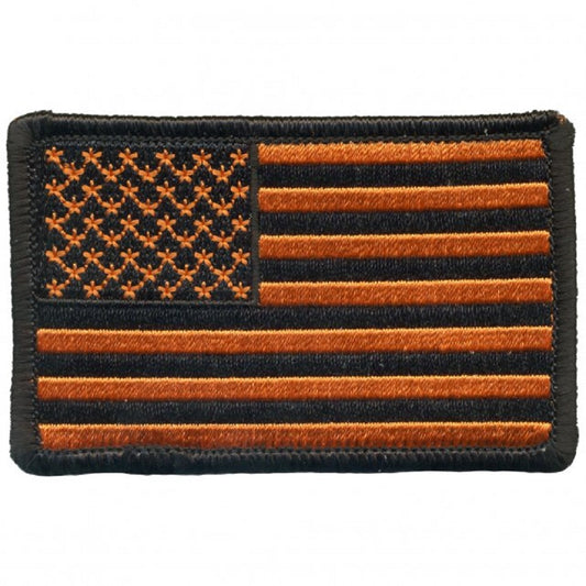 USA Flag PATCH, Black & Orange American Flag, High Thread Patriotic Iron-On Heat Sealed Backing / Sew-On PATCH - 3" x 2"