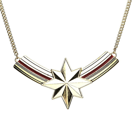 Marvel Comics Women's Captain Marvel Polished Finish Necklace, Gold, One Size