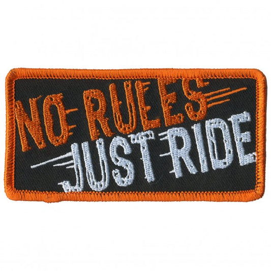 NO RULES JUST RIDE - Embroidered Artwork Sew On Patch,4" x 2"