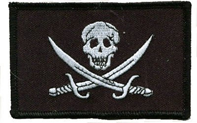 Skull and Crossed Swords iron-on embroidered patch