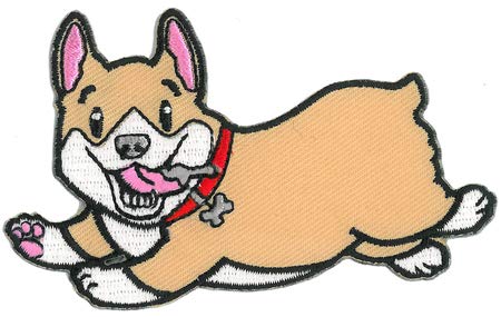 Corgi - Orginal Artwork Embroidered Iron On Patch - 3.5" x 2.25"