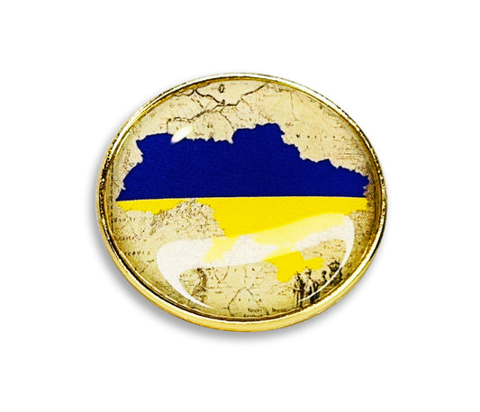 "UKRAINE FLAG MAP PIN, Super Shiny Bright Ukrainian Flag Brooches Enamel Lapel Pin"