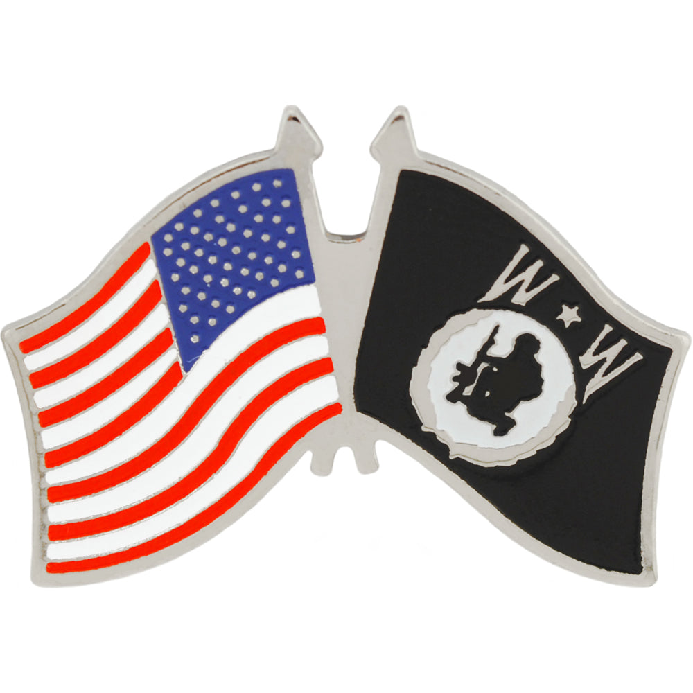 POW, WW & KIA HONOR, Cross Flag WOUNDED WARRIOR & USA - Artwork, Expertly Designed PIN - 1.25"
