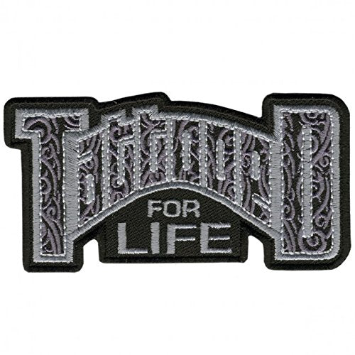 TATTOOED FOR LIFE, Iron-On / Saw-On, Heat Sealed Backing Rayon PATCH - 4" x 2"