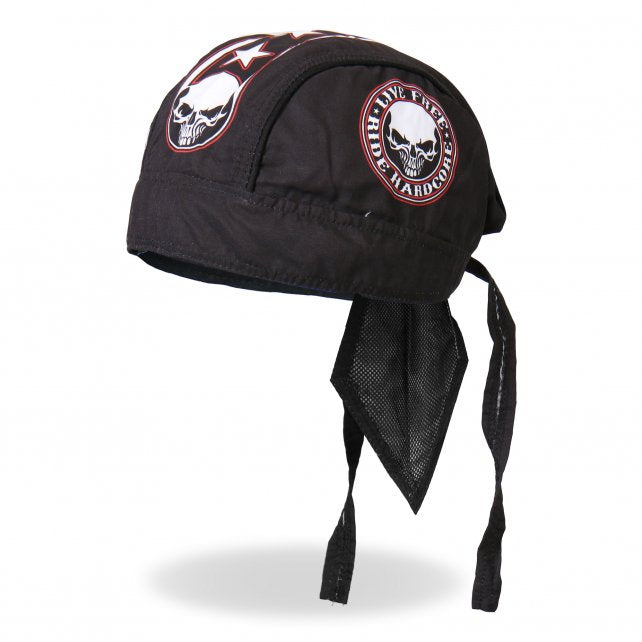 STENCIL SKULL, "Live Free, Ride Hardcore"High Quality Bikers HEADWRAP