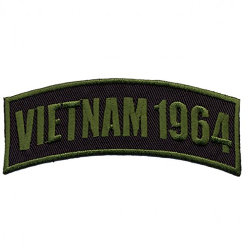 VIETNAM 1964, High Thread Embroidered Iron-On / Saw-On Rayon Rocker PATCH - 4" x 1"