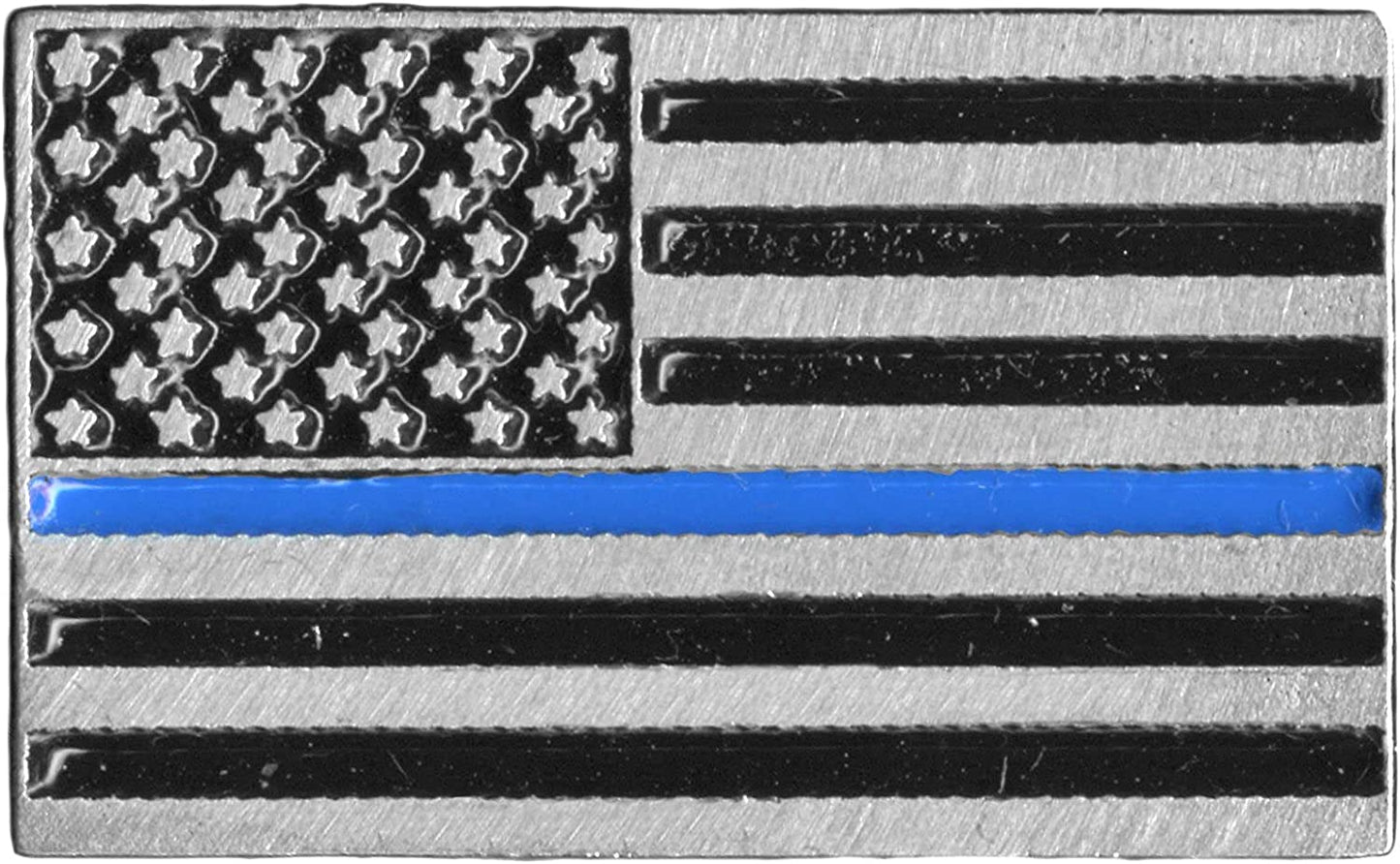 Thin Blue Line on USA Flag, PIN - US Flag Patriotic Original Artwork, Expertly Designed Pewter Lapel Pin