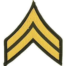 US ARMY, E4 Corporal - Novelty Patches, High Quality Embroidered Sew On Patch - 3"