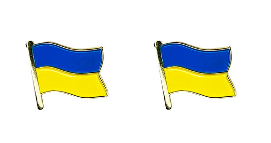"2 x Ukraine PINs, Ukrainian Waving Flag Die-Cut Enamel Lapel PIN - .75"""