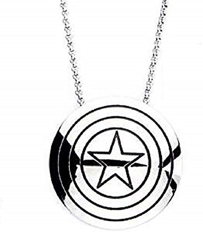 Captain America Shield Logo - Stainless Steel Pendant with Chain Necklace