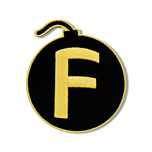 F BOMB, High Thread Embroidered Iron-On / Saw-On, Heat Sealed Backing Rayon PATCH - 3" x 4"
