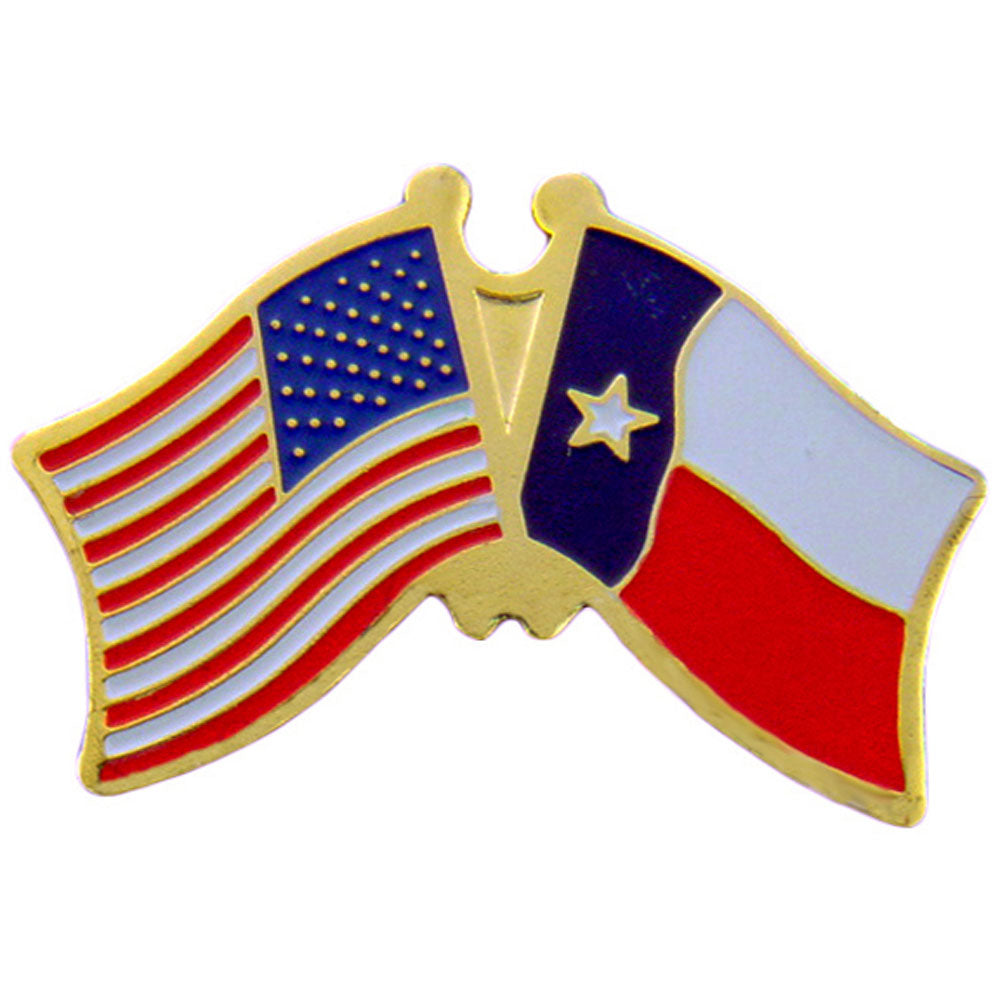 USA STATES, USA & TEXAS Cross Flags - Original Artwork, Expertly Designed PIN - 1.125"