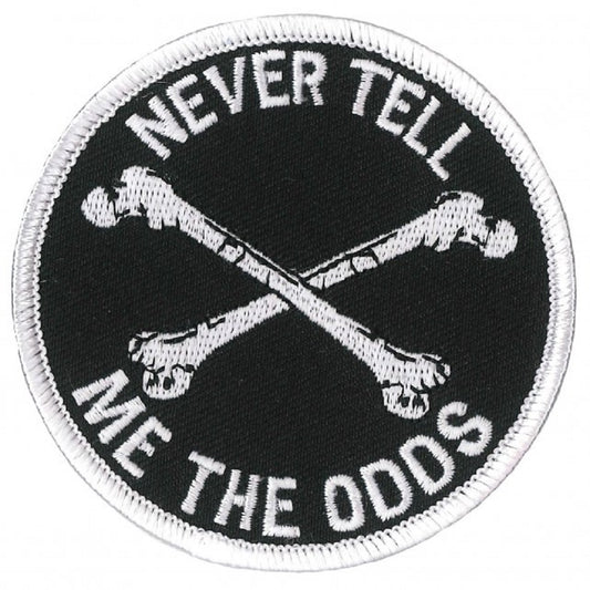 NEVER TELL ME THE ODDS, Bikers PATCH, Thread Rayon Iron-On Heat Sealed Backing / Sew-On Embroidered PATCH - 3" x 3"