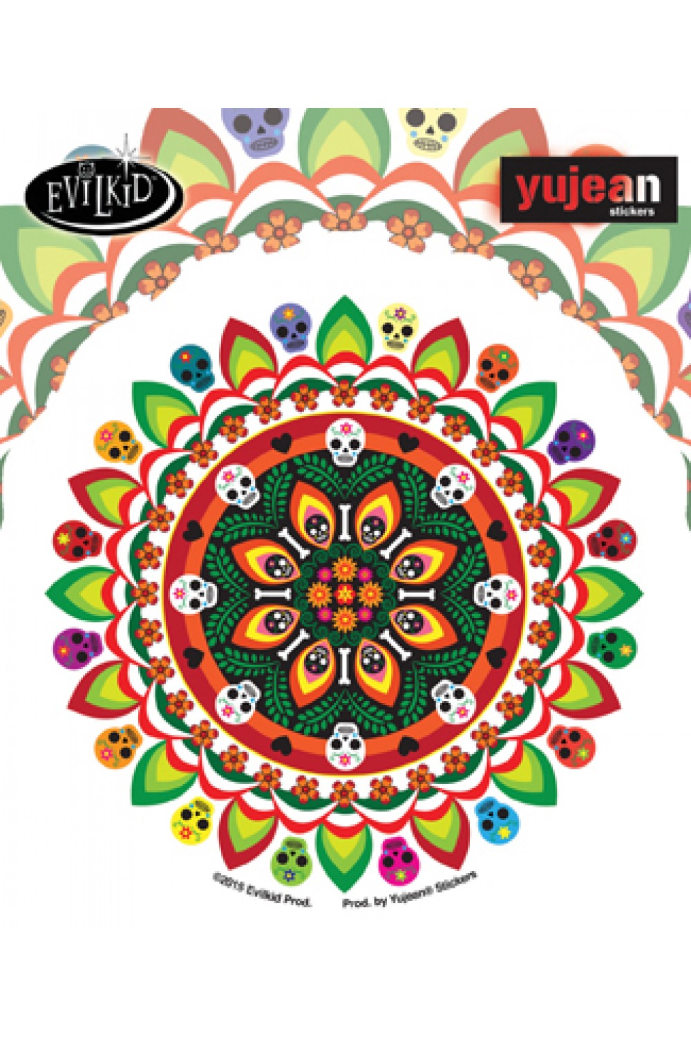 EVILKID MUERTOS MANDALA STICKER - Evilkid Orignal Artwork Premium In / Out Door Decal Die-Cut STICKER