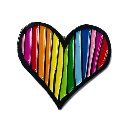 RAINBOW HEART ENAMEL PIN - Rainbow Heart Backpack Enamel Lapel Pin - 1.25" x 1.125"