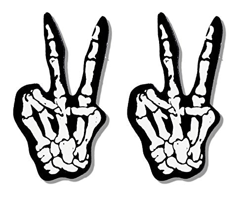 2 x TWO FINGERS BONES - Small, Bikers Motorcycle Helmet, Sticker DECAL (Pair) - 3"