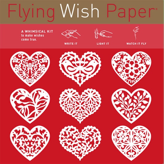 FLYING WISH PAPER® - Beautiful Display of Your Love - SCARLET HEARTS - 5" x 5" - Mini Kits